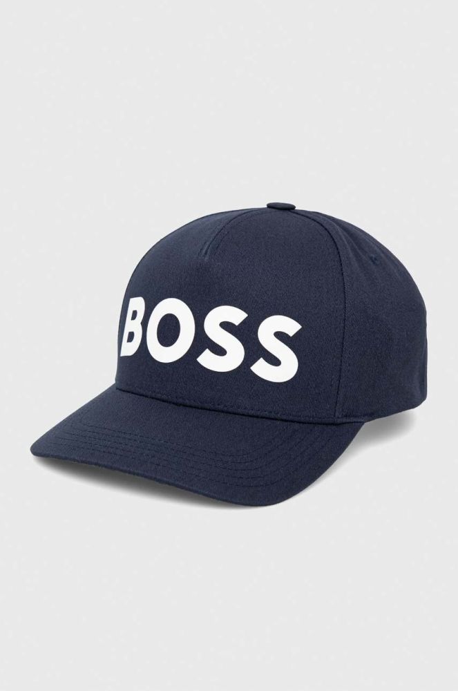 Бавовняна бейсболка BOSS колір синій однотонна