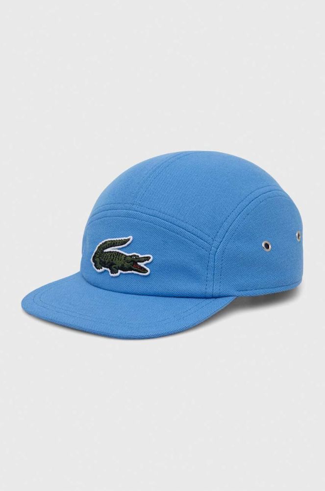 Бавовняна бейсболка Lacoste з аплікацією колір блакитний