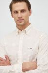 Бавовняна сорочка Tommy Hilfiger чоловіча колір бежевий slim комір button-down