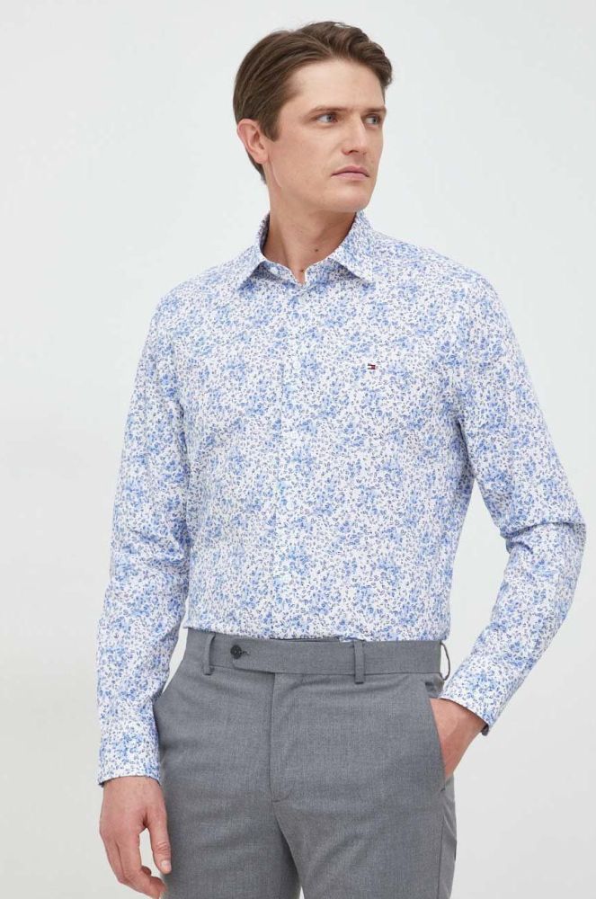 Бавовняна сорочка Tommy Hilfiger чоловіча regular класичний комір колір блакитний (2855519)