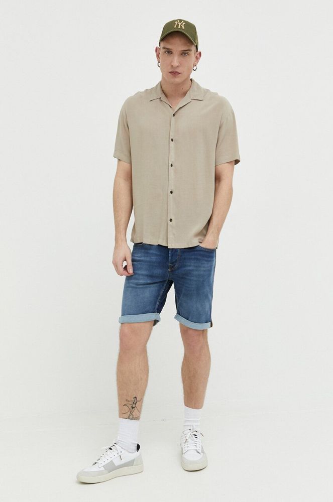Сорочка Jack & Jones JJEJEFF чоловіча колір бежевий relaxed