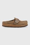 Замшеві шльопанці Birkenstock Buckley жіночі колір бежевий 1019490