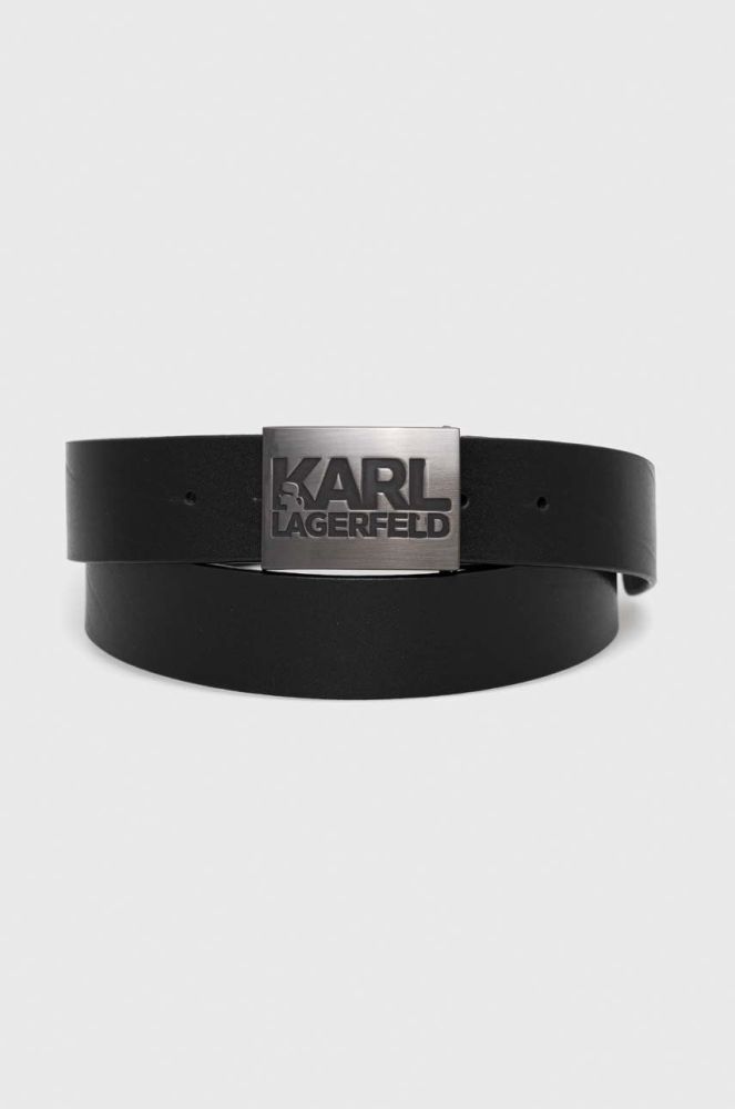 Шкіряний ремінь Karl Lagerfeld чоловічий колір чорний (2922212)