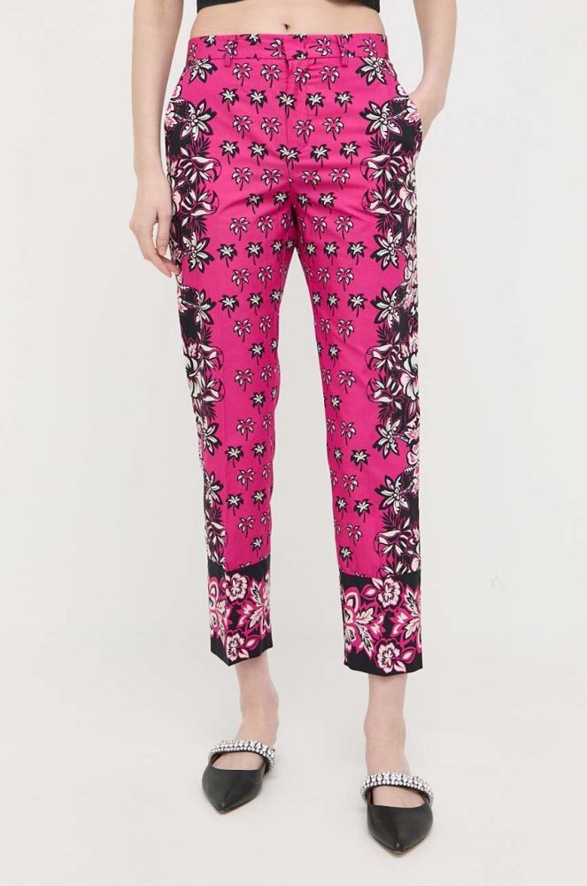Бавовняні штани Red Valentino колір фіолетовий фасон сигарети середня посадка