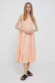 Сукня з домішкою льону Deha колір помаранчевий midi розкльошена