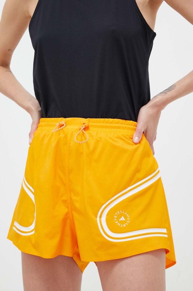 Шорти для бігу adidas by Stella McCartney TruePace колір помаранчевий з принтом висока посадка