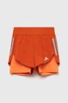 Дитячі шорти adidas G RUN 2in1 SHO колір помаранчевий з принтом регульована талія