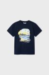 Дитяча бавовняна футболка Mayoral колір синій з принтом (2932480)