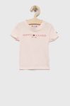 Дитяча бавовняна футболка Tommy Hilfiger колір рожевий з принтом