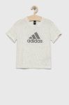 Дитяча футболка adidas G FI BL колір бежевий з принтом